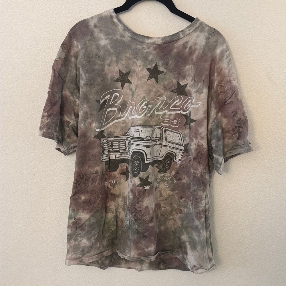 Ford Bronco Tie-Dye T-Shirt in Brown and Gray